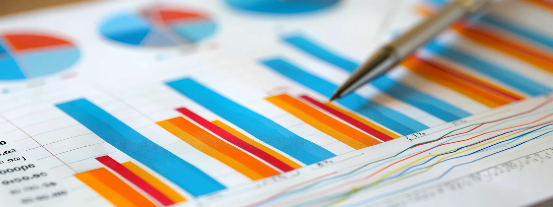 a business team gathered around a table, analyzing charts and graphs to evaluate the success of their market research strategies.