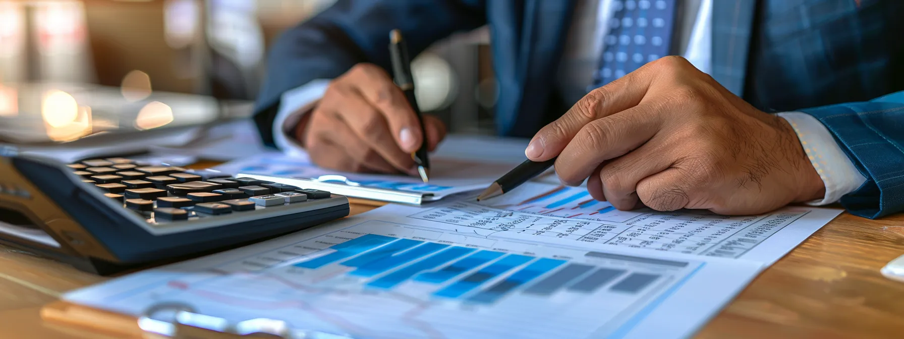 a businessman reviewing detailed financial records with a tax consultant in a modern office setting in the uae.